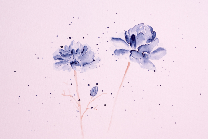 Blaue Blumen mit Aquarell gemalt Blaue Blumen mit Aquarell gemalt
