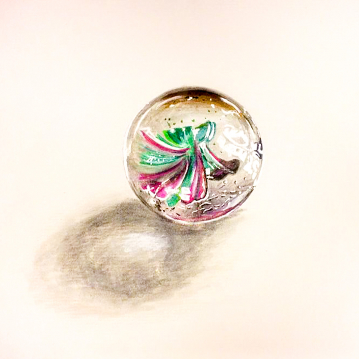 Eine Murmel mit Material-Mix gezeichnet Eine Murmel mit Material-Mix gezeichnet