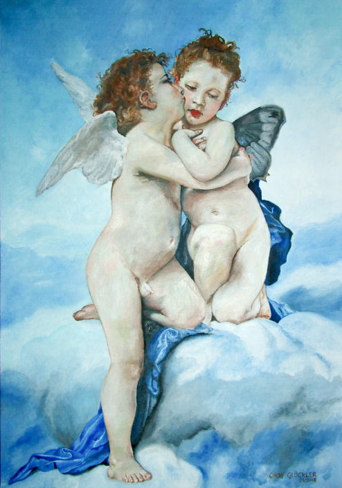 Amor & Psyche mit Öl auf bespannter Malplatte Amor & Psyche mit Öl auf bespannter Malplatte