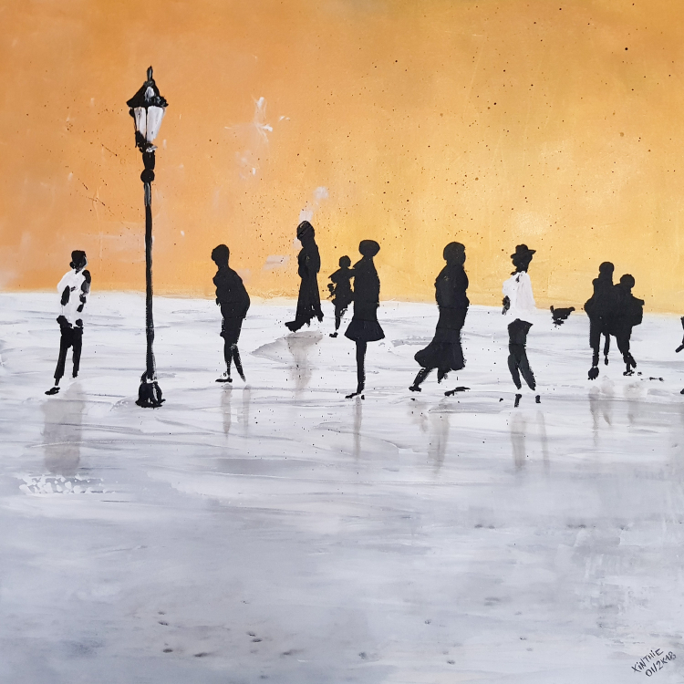 Abstrakte Menschen mit Acryl auf Leinwand gemalt