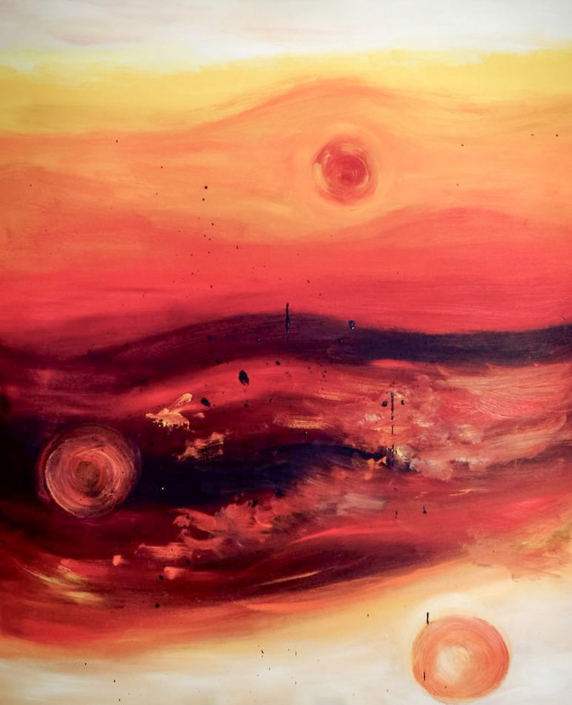 Abstrakt in rot-orange mit Ölfarbe auf Leinwand Abstrakt in rot-orange mit Ölfarbe auf Leinwand