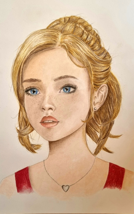 Junges Mädchen - Pastelkreidestift und Buntstifte