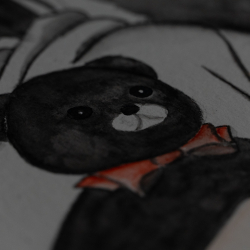 Mädchen mit Teddy - Graphite Aquarelle Mädchen mit Teddy - Graphite Aquarelle