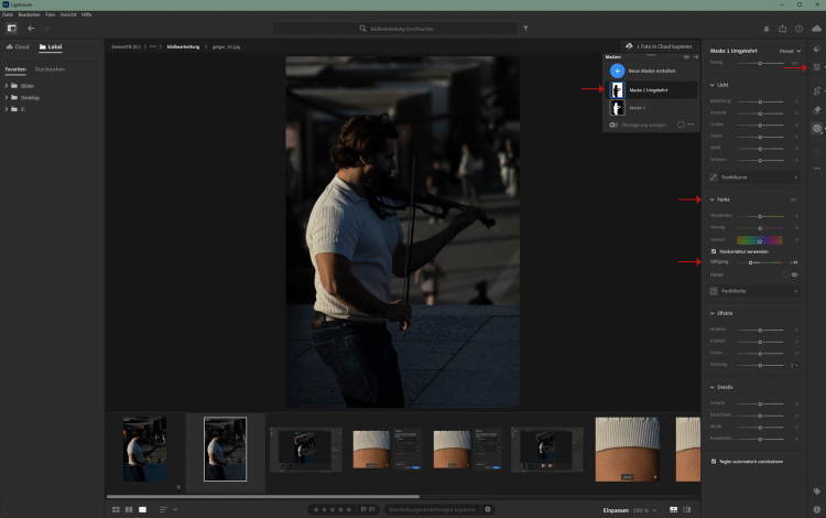 Bildbearbeitung in Lightroom - Sättigung Hintergrund reduzieren