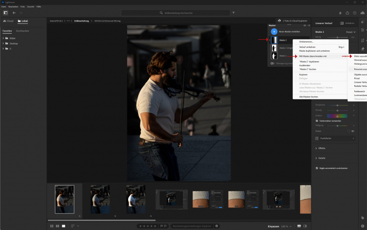 Bildbearbeitung in Lightroom - Maskierung überschneiden