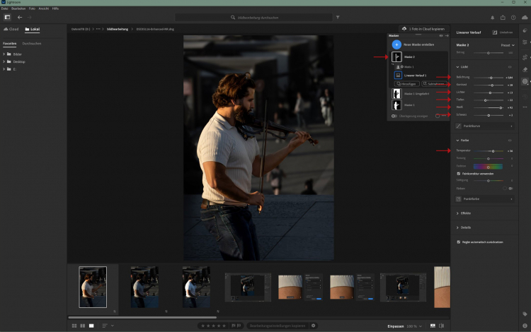 Bildbearbeitung in Lightroom - Lineare Maskierung - Belichtungskorrektur